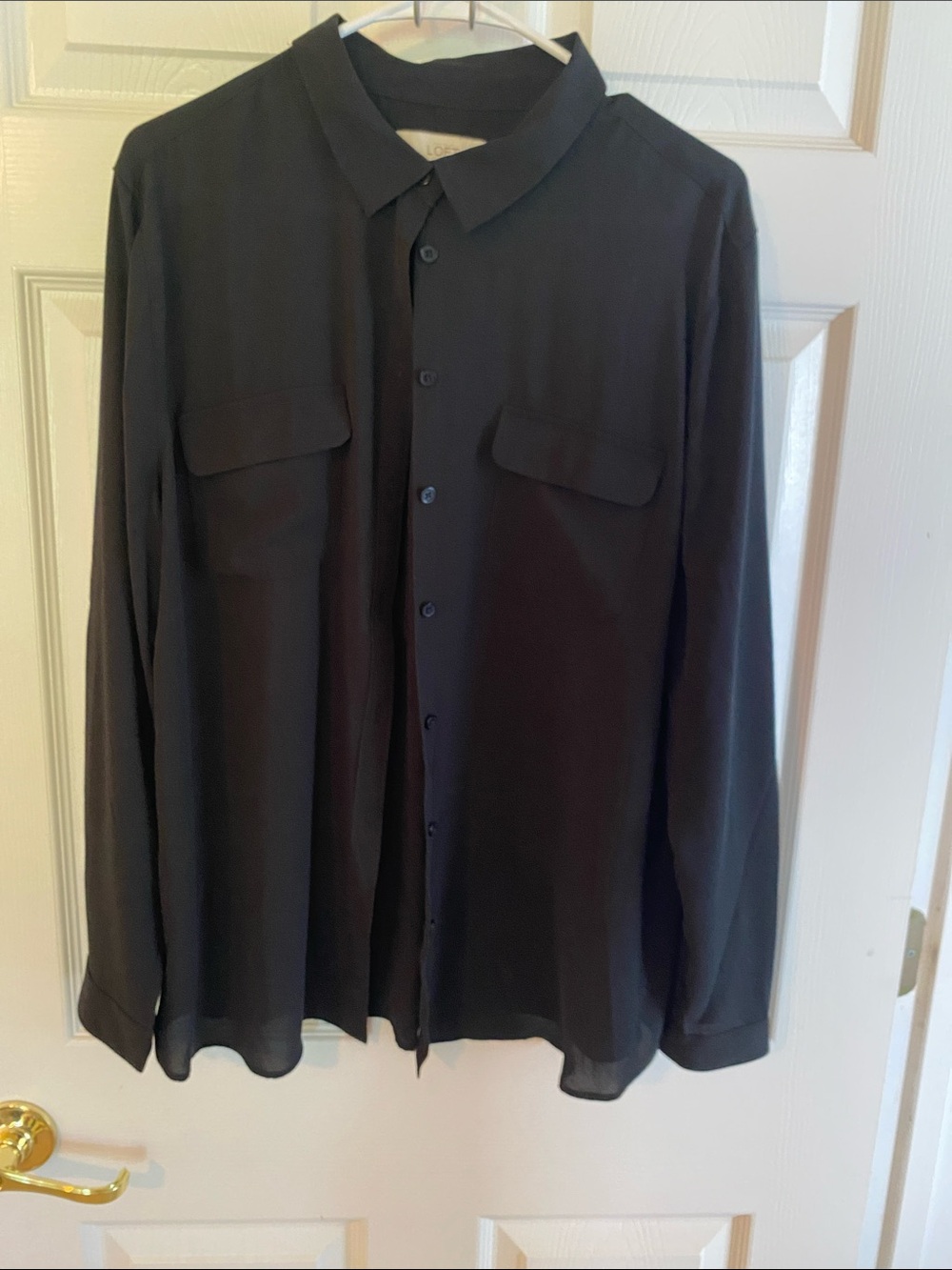 LOFT Black Button-Down Long Sleeve Shirt